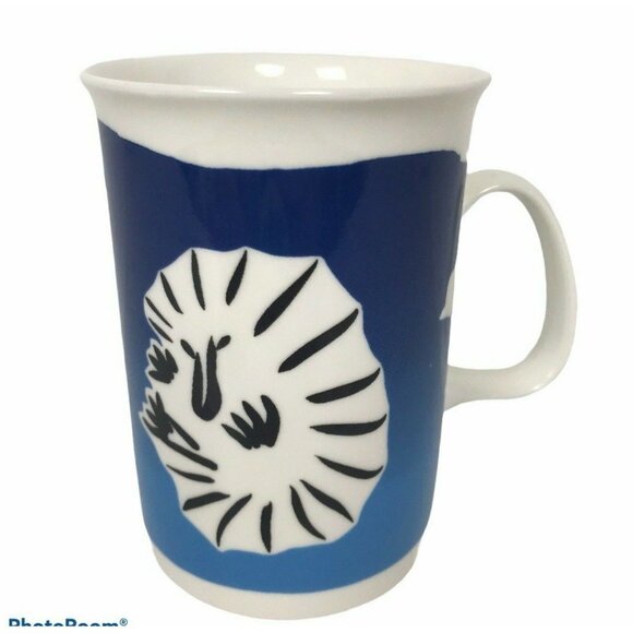 Vintage Weiss Art Australia Mug Echidna Koala White Blue Coffee Cup Tea - Picture 1 of 7